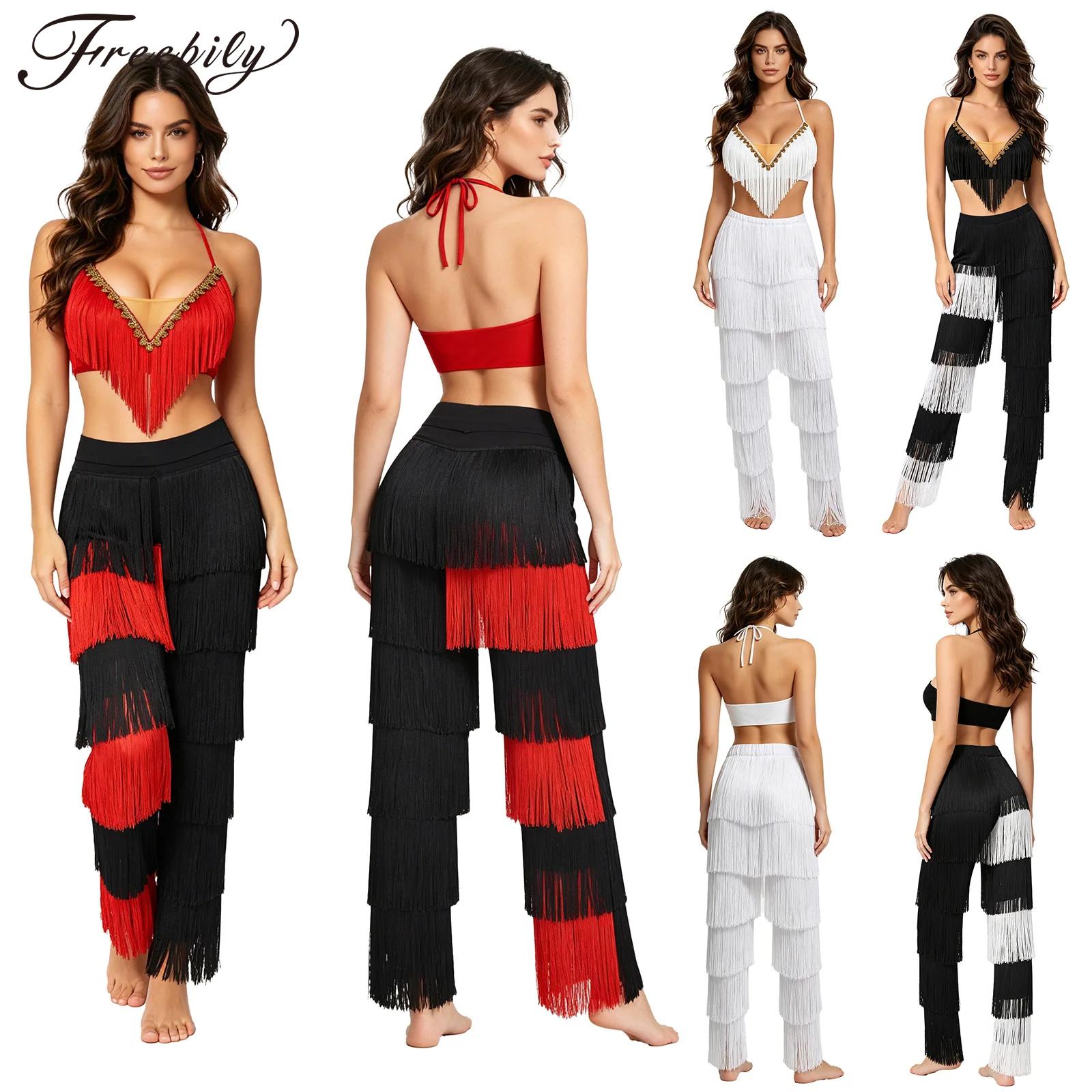 Lace Bralette Set - 2-teiliges Damen-Outfit für lateinamerikanischen Tanz, ärmellos,
