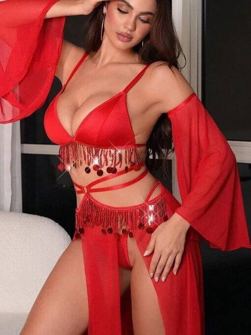 Rot Sexy Bauchtanz Kostüm Klei – Sheer Mesh Bra Bewertung und Preis